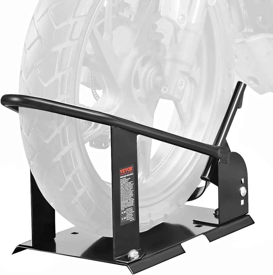 VEVOR Motorcycle Wheel Chock - 1800 lbs Capacity Wheel Cradle Holder - Heavy-Duty Steel Front Wheel Stand with 3 Adjustable Holes - Fits 15 to 21 Inch Off-Road and Standard Motorcycles
